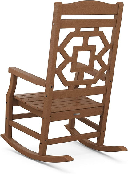 Martha Stewart by POLYWOOD® Chinoiserie 3-Piece Rocking Chair Set in Teak