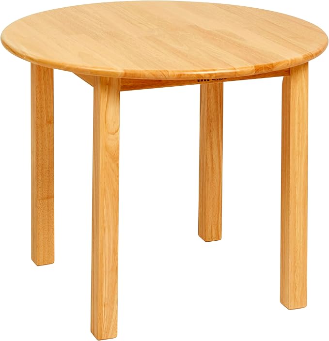ECR4Kids 30in D Round Hardwood Table with 22in Legs, Kids Furniture, Honey
