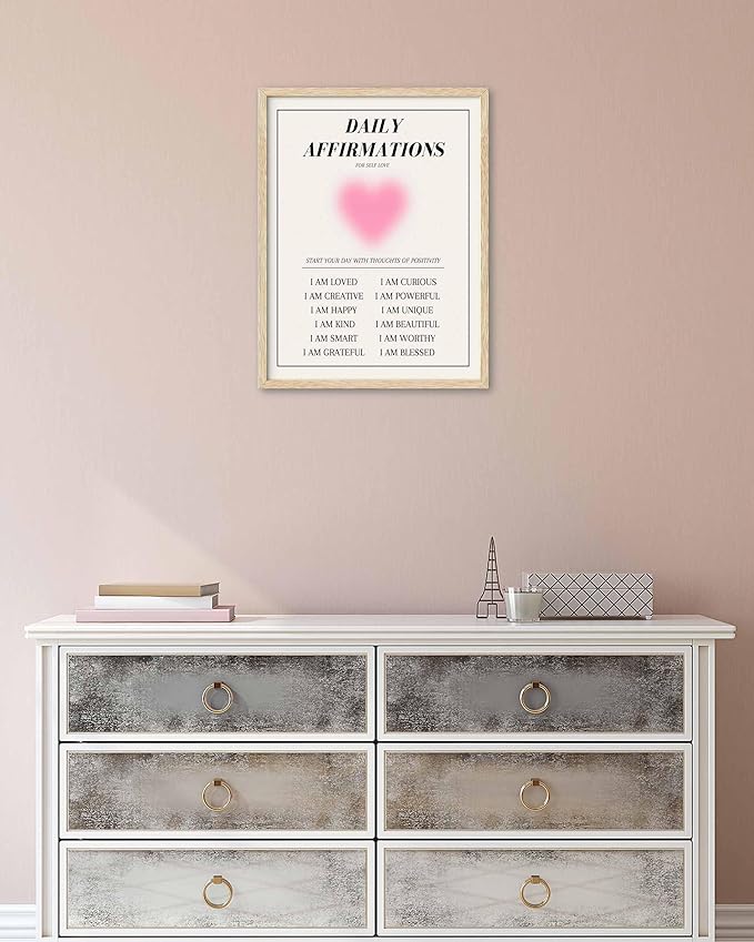HesenDot Pink Motivational Canvas Wall Art,Unframed Daily Affirmations Prints, 12x16in Aesthetic Butterfly Poster,Unique Wall Decor for Women Girls Bedroom Study Dorm Office Home,3 Pack