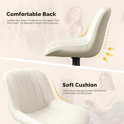 Nalupatio Bar Stools Set of 2, Adjustable Modern Swivel Bar Stools with Backs, Counter Height Performance Fabric Island Chairs for Home Kitchen, Off-White