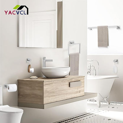 YACVCL 5 Pieces Bathroom Hardware Set, Brushed Nickel Bathroom Accessories, Bathroom Towel Bar Set, 23.6 Inch Towel Bar for Bathroom, Stainless Steel Bathroom Holder Set, Wall Mounted
