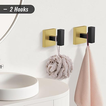 YACVCL 10-Piece Towel Bar Set,Black and Gold Bathroom Hardware Set, Black&Gold Bathroom Accessories Set, SUS304 Stainless Steel 23.6 Inch Towel Holder Towel Racks Set Wall Mounted