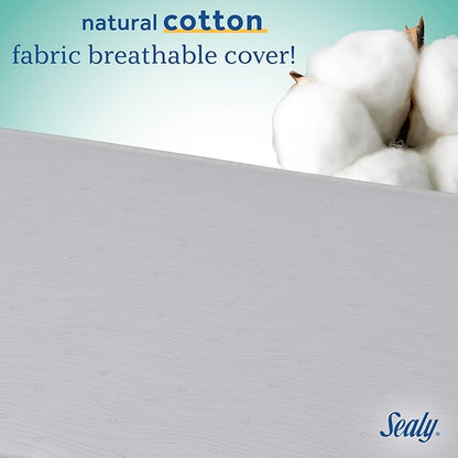 Sealy Baby Flex Cool 2 Stage Breathable Crib Mattress with Toddler Bed Fit, Waterproof & Airy Cotton Cover, 204 Premium Coils, GREENGUARD Gold Certified, Safety & Quality Tested, Made in USA, 52x28"