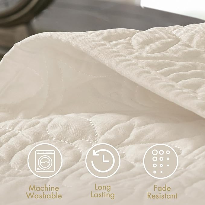 Madison Park Quebec Twin Size Quilt Bedding Set - Ivory , Damask – 2 Piece Bedding Quilt Coverlets – Ultra Soft Microfiber Bed Quilts Quilted Coverlet