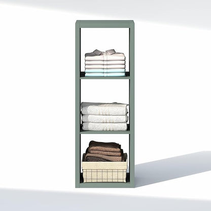 Furinno Cubic Closet Organizers and Storage, 3-Cube Closet Organizer, Open Shelf Closet Storage, Extra Thick Frame for Wardrobe, Bedroom, Living Room, Sage Green