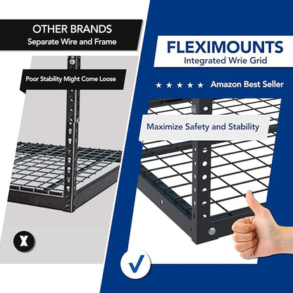 FLEXIMOUNTS 2 Pack 3x6 Overhead Garage Storage Adjustable Ceiling Rack 72" Length x 36" Width x 40" Height, 900lbs Total Weight Capacity, Black, Classic Series