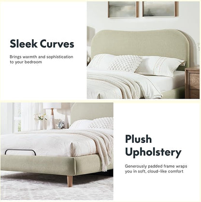 FLEXISPOT Queen All-in-One Adjustable Bed with 12" Gel Memory Foam Mattress, Linen Upholstered Bed Frame, Head & Foot Incline, Adjustable Headboard, 10-Year Warranty, Sage