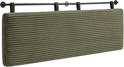UEV King Headboard Only, Wall Mounted Hanging Upholstered Bed Head Board, Modern Vertical Channel Design of Fine Flannel, Elegant Green Fluted Headboard for Bedroom (Green, King Size)