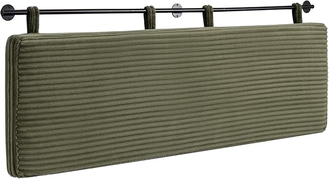 UEV Queen Headboard Only, Wall Mounted Hanging Upholstered Bed Head Board, Modern Vertical Channel Design of Fine Flannel, Elegant Green Fluted Headboard for Bedroom (Green, Queen Size)