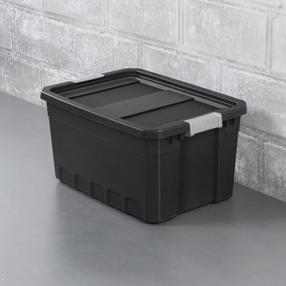 Sterilite 18-Pack Plastic Storage Bins with Lids, Stackable Containers, 19 Gallon, Black