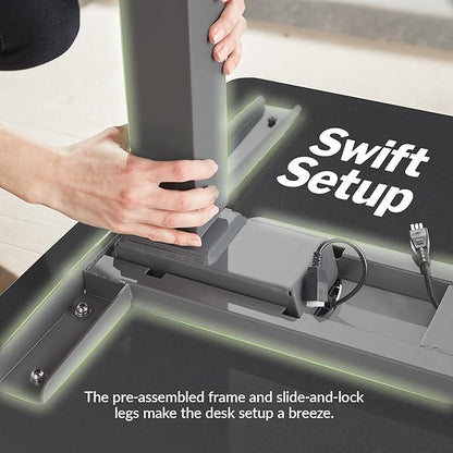 Vari ComfortEdge 40x26 Inch Adjustable Standing Desk – Small Electric Sit Stand VariDesk for Apartment, Bedroom, or Home Office + Beveled Edge, Tool-Free Assembly (Black)