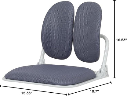 【Made in Korea】 Dual-Backrests Ergonomic Floor Chair with Back Support - Meditation Chair, Floor Gaming Chair, Reading Chair, Floor Chairs for Adults, Foldable Chair (Grey)