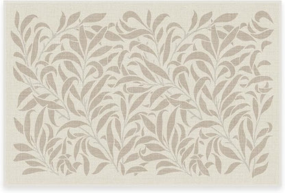 RUGGABLE x Morris & Co Machine Washable Area Rug – Pure Willow Boughs Natural 2x3, Stain-Resistant, Non-Slip – Small Rugs for Living Room, Bedroom, Hallway, Entryway & Bathroom–with Cushioned Pad