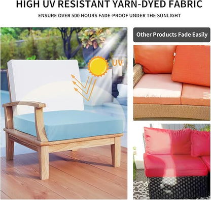 Easy-Going Waterproof Patio Cushion Covers ONLY Cover 22x22x4 inch 2 Pack Replacement Non-Slip Outdoor Seat Cushion Slipcover with Zipper. Light Blue