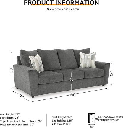 Signature Design by Ashley Stairatt Casual Sofa with Flared Arms, Gray