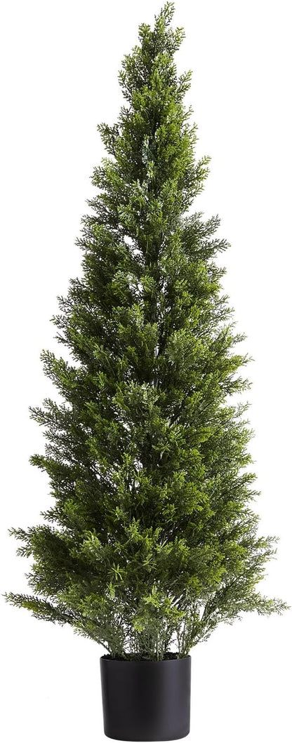 VEVOR Artificial Cedar Topiary Trees, 48 inch 2 Set Faux Pine Shrubs Plants, Fake Silk Tree Look Real, Easy Assembly for Decor Front Porch Outdoor Patio Garden Balcony Backyard Indoor Office