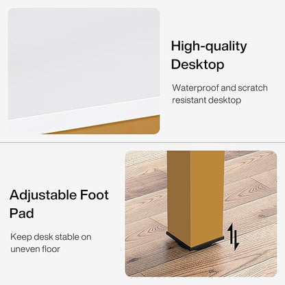 Tribesigns Modern 78.7 Inches Extra Long Computer Desk 2 Person Desk, Double Long Desk, Workstaion for Home Office, White+Gold