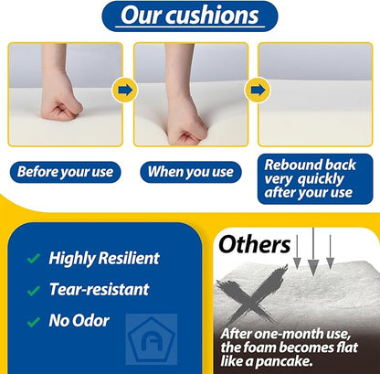 AAAAAcessories Outdoor Deep Seat Cushions, Waterproof, Fade-Resistant Patio Furniture Replacement Cushions, 23.5" x 25.5" x 5" + 23.5" x 19", Set of 4, Gray