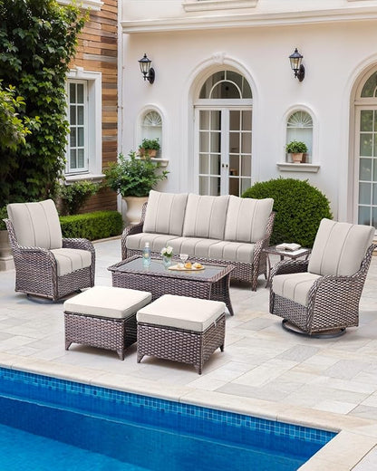 Luxury 24x24x6 Inch Kitty Outdoor Cushions - Water Resistant 1 Set Zippered Patio Chair Back&Seat Cushion for Wicker Dining Rocking Swivel Chairs Loveseat Couch Sectional Sofa - Beige