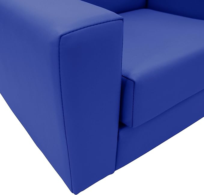 Factory Direct Partners SoftScape Inspired Playtime Classic Reading Sofa, Children's Commercial-Grade Upholstered Furniture for Home, Daycare, Preschool, Library; Comfy Modern Design - Blue, 14473-BL