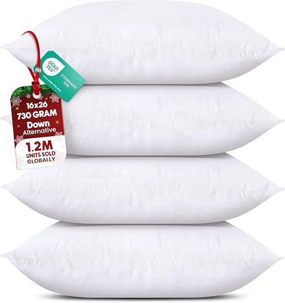 Utopia Bedding Throw Pillows (Set of 4, White), 16 x 26 Inches Pillows for Sofa, Bed and Couch Decorative Stuffer Pillow