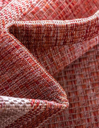 Unique Loom Outdoor Border Collection Area Rug - Soft Border (2' x 8' Runner, Rust Red/ Ivory)
