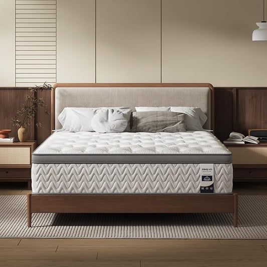 Queen Mattress, 14 Inch 5-Zone Deep Sleep Firm Mattress with Extra Lumbar & Shoulder Support, Hotel Collection Hybrid Mattresses, Fiberglass Free & No Odor - 365 Nights Trial
