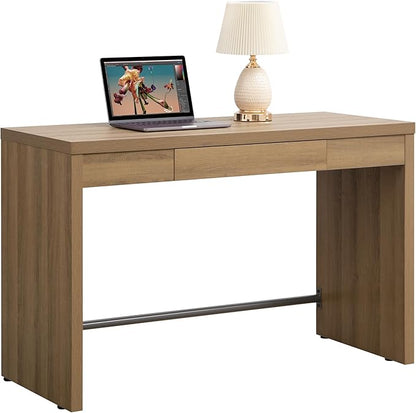 SICOTAS Computer Desk Writing Table - 47-Inch Home Office Executive Desk with Drawer, Farmhouse Study Desk with Storage,Boho Makeup Vanity Table for Bedroom Dormitory (Reclaimed Caramel Oak, 1 Piece)