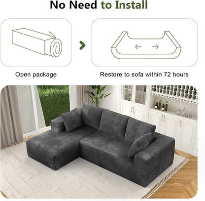 108” Cloud Sectional Couch, Modular Sectional Sofa with Deep Seat, Corduroy Boneless Couches with Chaise for Living Room Bedroom, No Assembly Required