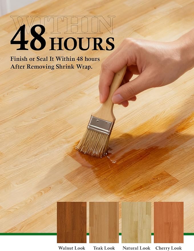 6FT Butcher Block Countertop Birch Solid Wood - 72" x 25" Table Top Butcher Block Cutting Board for Kitchen Island Living Dining Table Office Desk Workbench Washer Dryer Countertop Unfinished 1.5" Th