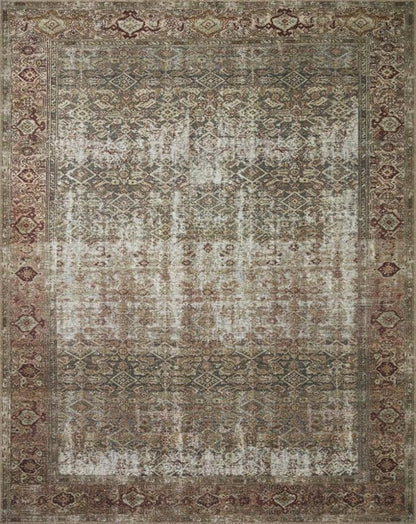 Loloi Amber Lewis Georgie Collection GER-07 Moss/Salmon 8'-4" x 11'-6", .19" Pile Height, Area Rug