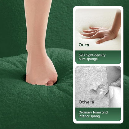 Cloud Sectional Sofa Modern Boneless Couch for Living Room, Comfy Deep Seat Comfy Teddy Fabric Double Sofa Chaise No Assembly Required (Green, 77.2" Double Chaise Lounge)