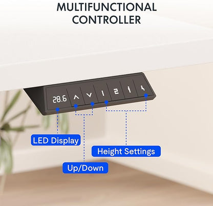 FLEXISPOT EN2 Whole-Piece Standing Desk with Clamp Power Strip, 60 x 24 Electric Stand Up Height Adjustable Desk with Cable Management (Black Frame + 60" White Top, 2 Packages)