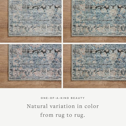 Loloi Amber Lewis Billie Collection BIL-05 Denim/Blush 2'-6" x 12'-0", 0.19" Thick Runner Rug
