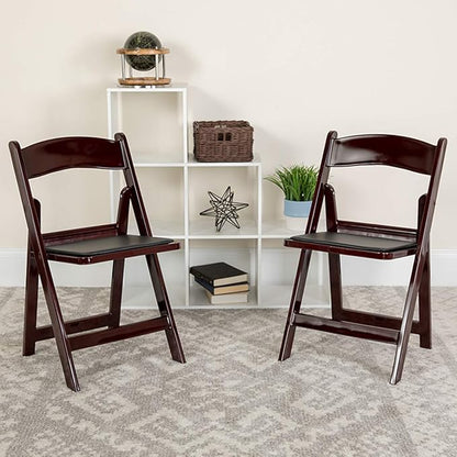 EventStable Titan PRO Resin Folding Chair - Mahogany Indoor/Outdoor Lightweight Folding Chair with Vinyl Padded for Weddings Parties Events - 50 Pack