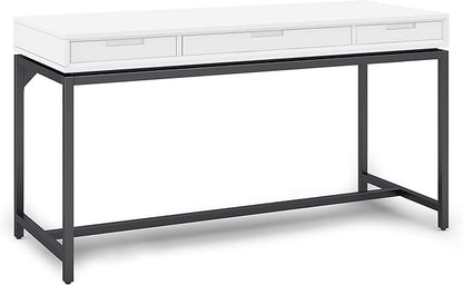 SIMPLIHOME Banting Desk - 60-Inch Wide Solid Hardwood and Metal Writing Desk in White, Modern Industrial Home Office Computer Table for Study with 2 Drawers and Flip-Down Keyboard Tray