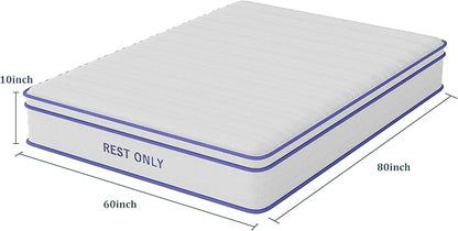 Queen Mattress 10 Inch, Rest Only Queen Mattress in a Box, Memory Foam & Individually Wrapped Coils Pocket Spring for Motion Isolation and Pressure Relief, Medium Firm