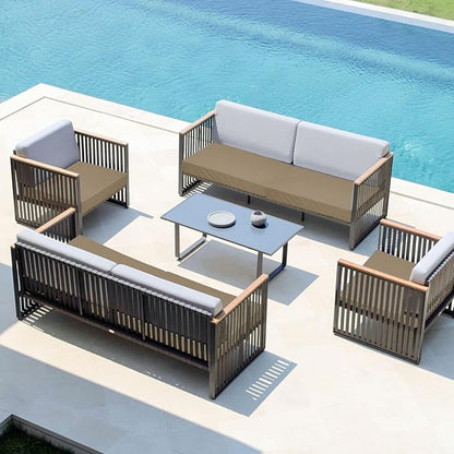 Easy-Going Waterproof Patio Cushion Covers 24x22x4 inch 4 Pack Replacement Non-Slip Outdoor Seat Cushion Slipcover with Zipper. Camel