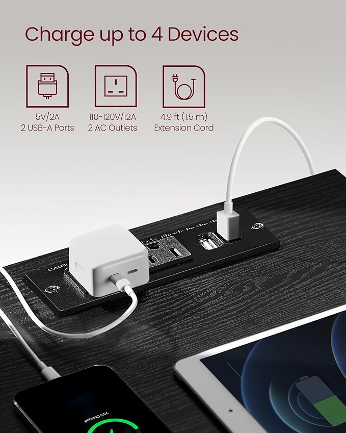 VASAGLE Nightstands with Charging Station, Set of 2, AC Outlets and USB Ports, Bedside Tables, Side Tables with 3 Drawers, Modern Style, 13.8 x 15.7 x 23.2 Inches, Ebony Black ULET731B58