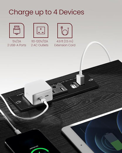 VASAGLE Nightstands with Charging Station, Set of 2, AC Outlets and USB Ports, Bedside Tables, Side Tables with 3 Drawers, Modern Style, 13.8 x 15.7 x 23.2 Inches, Ebony Black ULET731B58