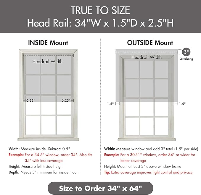 Madison Park Galen Cordless Roman Shade, 34"W x 64"H, Sheen Grey – Room Darkening, Thermal Insulated, Energy Efficient Window Blind with Subtle Sheen Basketweave Fabric for Privacy