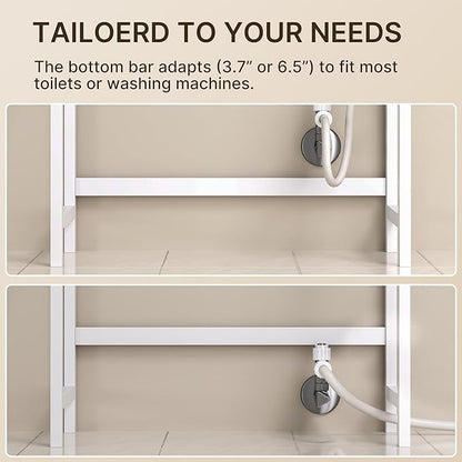 Gizoon Over The Toilet Storage, 3 Tier Bamboo Bathroom Organizer with Adjustable Shelf, Freestanding Above Toilet Stand, Bathroom Storage Shelf Rack