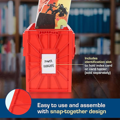 BCW Short Comic Book Bin | Holds 150 Comics | Stackable Plastic Storage | Acid-Free Organizer | Red, 2 Pack