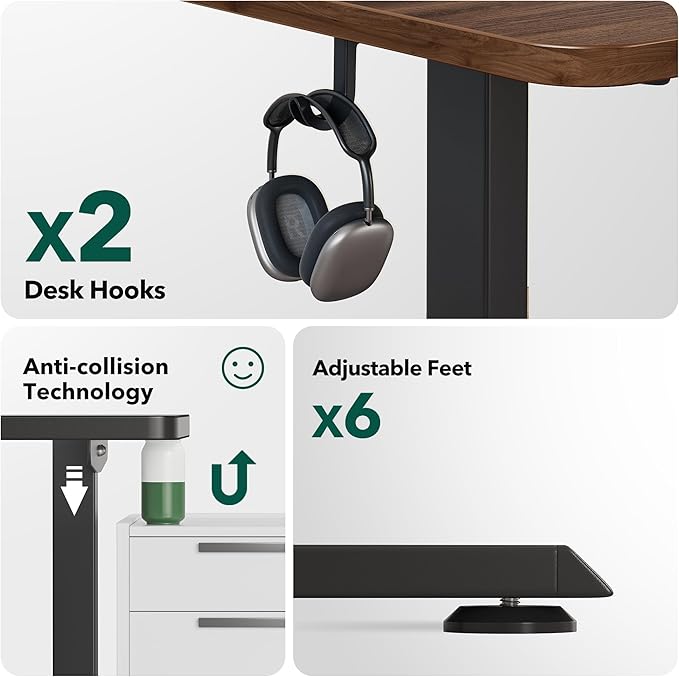 BANTI L-Shaped Standing Desk - 63 x 55 Inch Adjustable Corner Standing Desk with Charging Station - L Shape Sit Stand Table with Memory Controller, Splice Board for Home Office