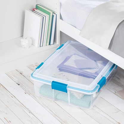 Sterilite 4-Pack Gasket Box, Weather-Resistant Storage Bins with Latching Lids, 37 Quart - Heavy-Duty Organizing Containers for Closet, Bathroom, and Office
