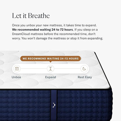 DreamCloud Premier 13" Cal King Mattress - Luxury Hybrid Memory Foam - 365 Night Trial - Premium Pressure-Relieving Layers - Forever Warranty - Mattress in a Box - CertiPUR-US Certified