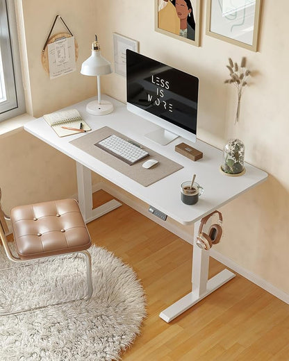 CubiCubi 40 x 24 Inches Electric Standing Desk, Height Adjustable Sit to Stand Desk, Home Office Table with Splice Board, White