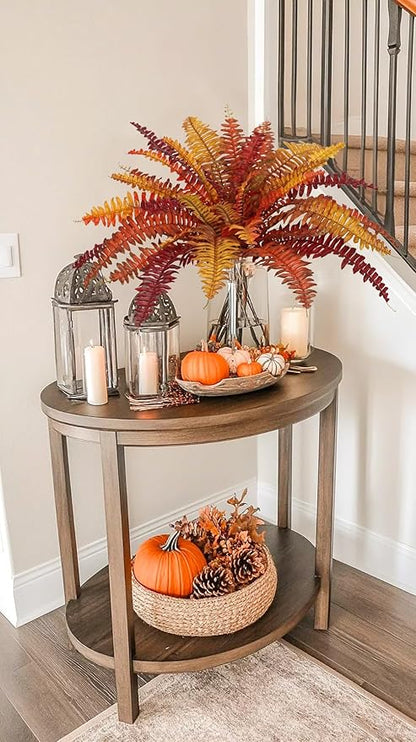 Fall Ferns Artificial Plants 37 Fronds Faux Ferns for Outdoor Planter Fake Fall Leaves Stems Artificial Fern Bouquet Silk Autumn Shrubs for Table Centerpiece Porch Vase Home Garden Thanksgiving Decor