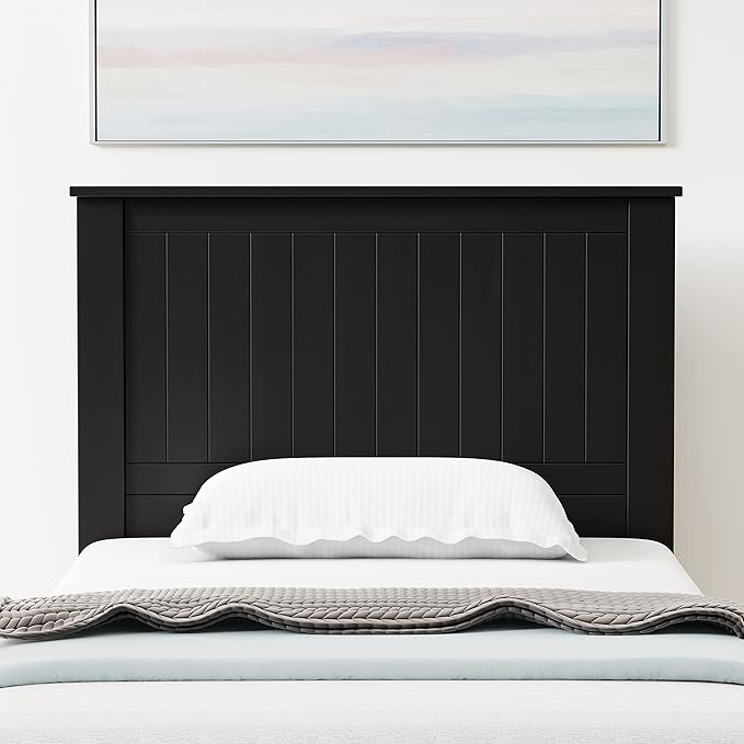 Glenwillow Home Wainscott Wood Panel Headboard in Black - Twin Size