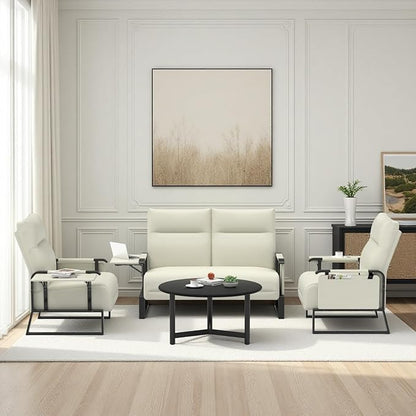 Modular Cloud Sectional Couches for Living Room, Faux Leather Loveseat & Accent Chairs Set of 2, Upholstered Sectional Sofa Set for Office, Beige